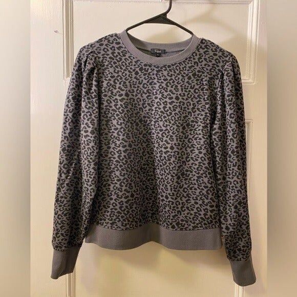 RAILS Marcie Cheetah Animal Print Crewneck Pullover Gray/Black Sz Small - Picture 3 of 9